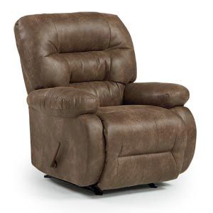 Brown leather recliner chair with padded armrests and backrest