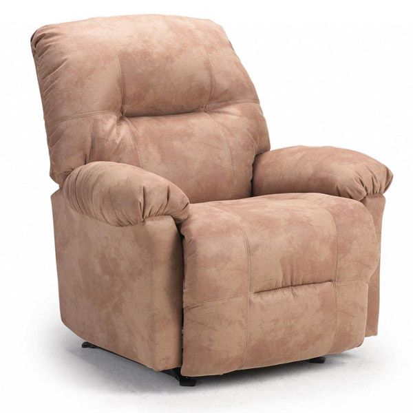 Brown cushioned recliner chair with padded armrests and high backrest