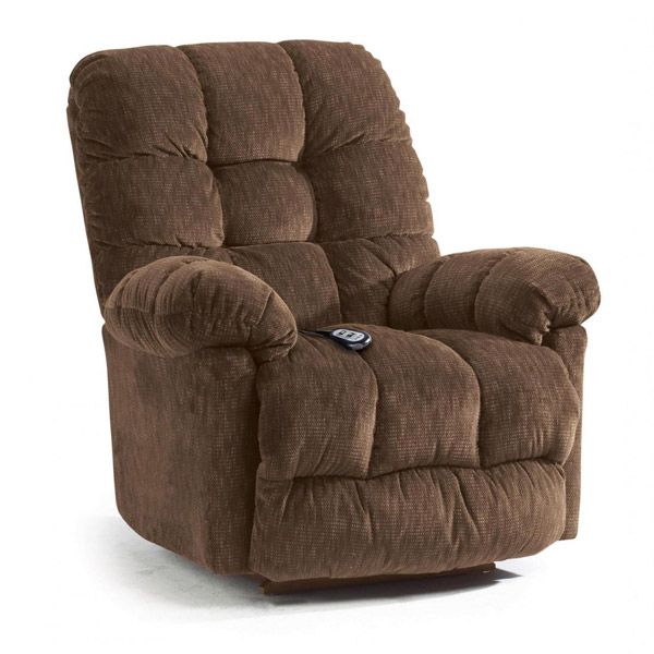 Brown cushioned recliner chair with tufted back and armrests
