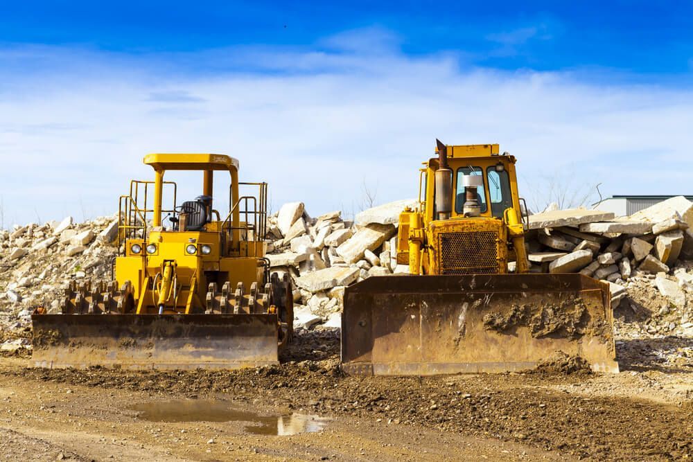 Bulldozers Parked in Construction Site — Civil Contractors in Gloucester, NSW