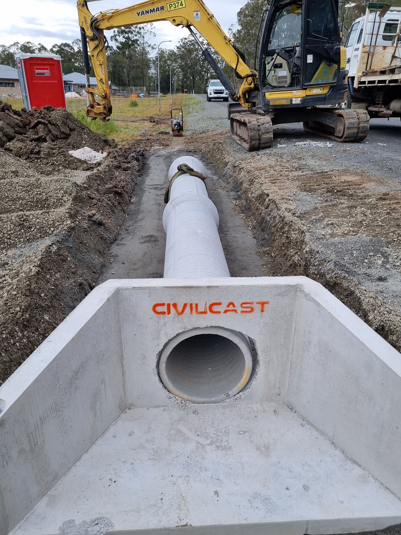 Yanmar Excavator Digging Trench— Civil Contractors in Coopernook, NSW