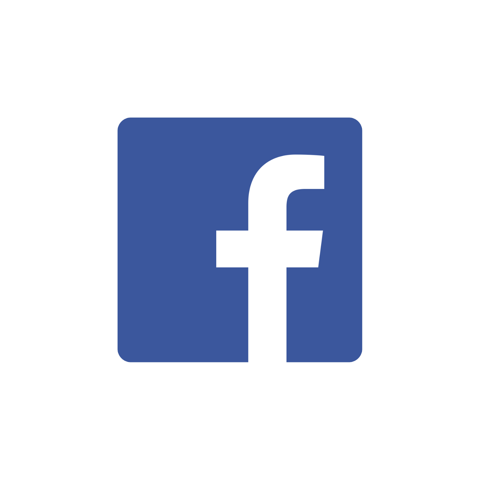 The facebook logo is a blue square with a white f in the middle.