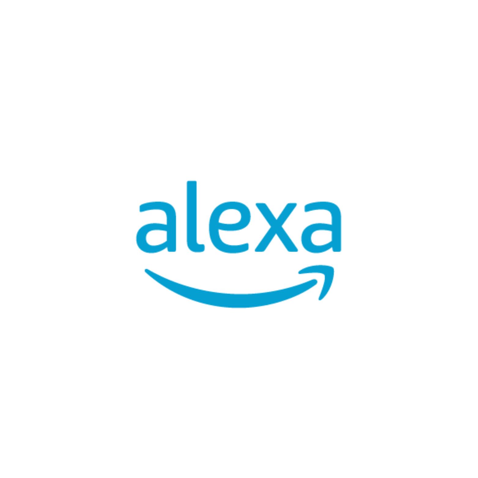 The alexa logo is blue and has an arrow pointing to the right.