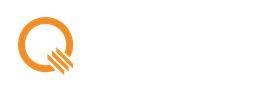 Orange letter Q with three lines.