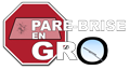 A stop sign with the words pare brise en gro written on it.