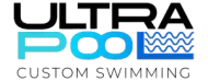 Ultra Pool Custom Swimming logo in black, cyan, and blue wave design