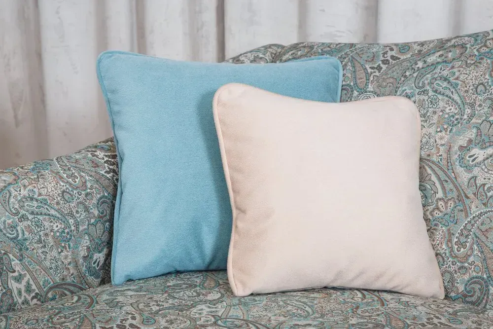 Two Square Pillows, One Blue — Phil Lindfield's Big Red Carpet Cleaning In Taree, NSW