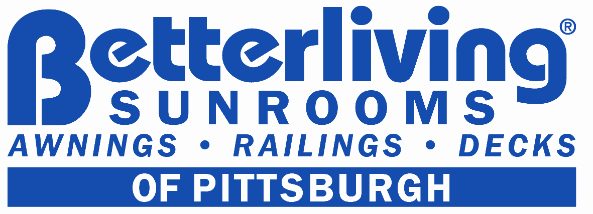 Logo for Betterliving Sunrooms of Pittsburgh, blue text on a white background