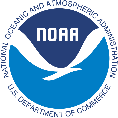 NOAA circular blue-and-white logo with white seabird and