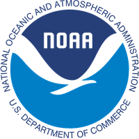 NOAA circular blue-and-white logo with white seabird and