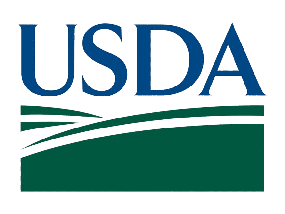 USDA logo in blue and green with stylized field graphic
