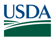 USDA logo in blue and green with stylized field graphic