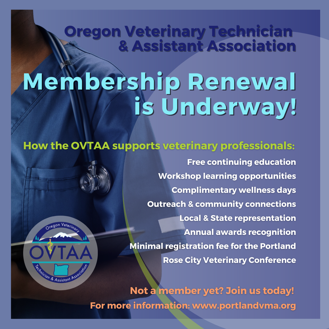 An advertisement for the oregon veterinary technician and assistant association