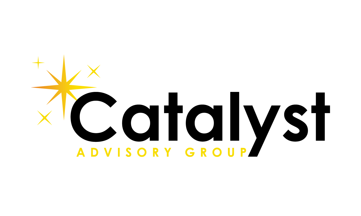 A logo for catalyst advisory group with a yellow star