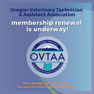 An advertisement for the oregon veterinary technician and assistant association
