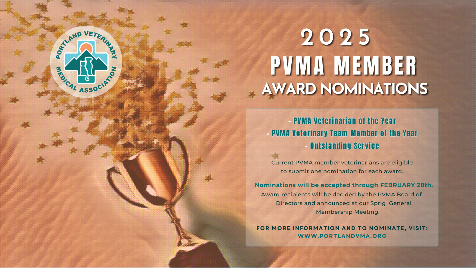 A poster for the 2023 pvma member award nominations