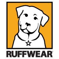 The logo for ruffwear shows a dog wearing a collar with a star on it.
