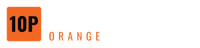 Orange logo with black “10P” in a square and spaced orange “ORANGE” text beside it