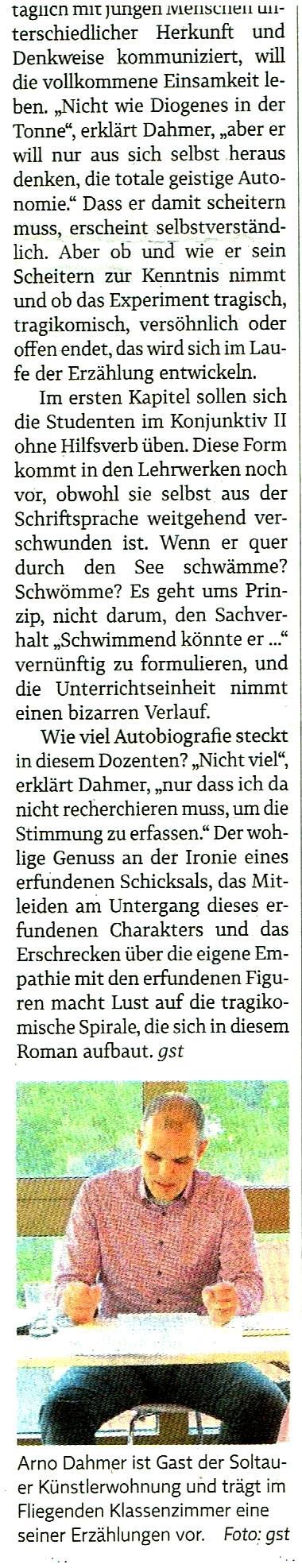 Artikel zu einer Lesung Arno Dahmers in Soltau (Böhme-Zeitung)