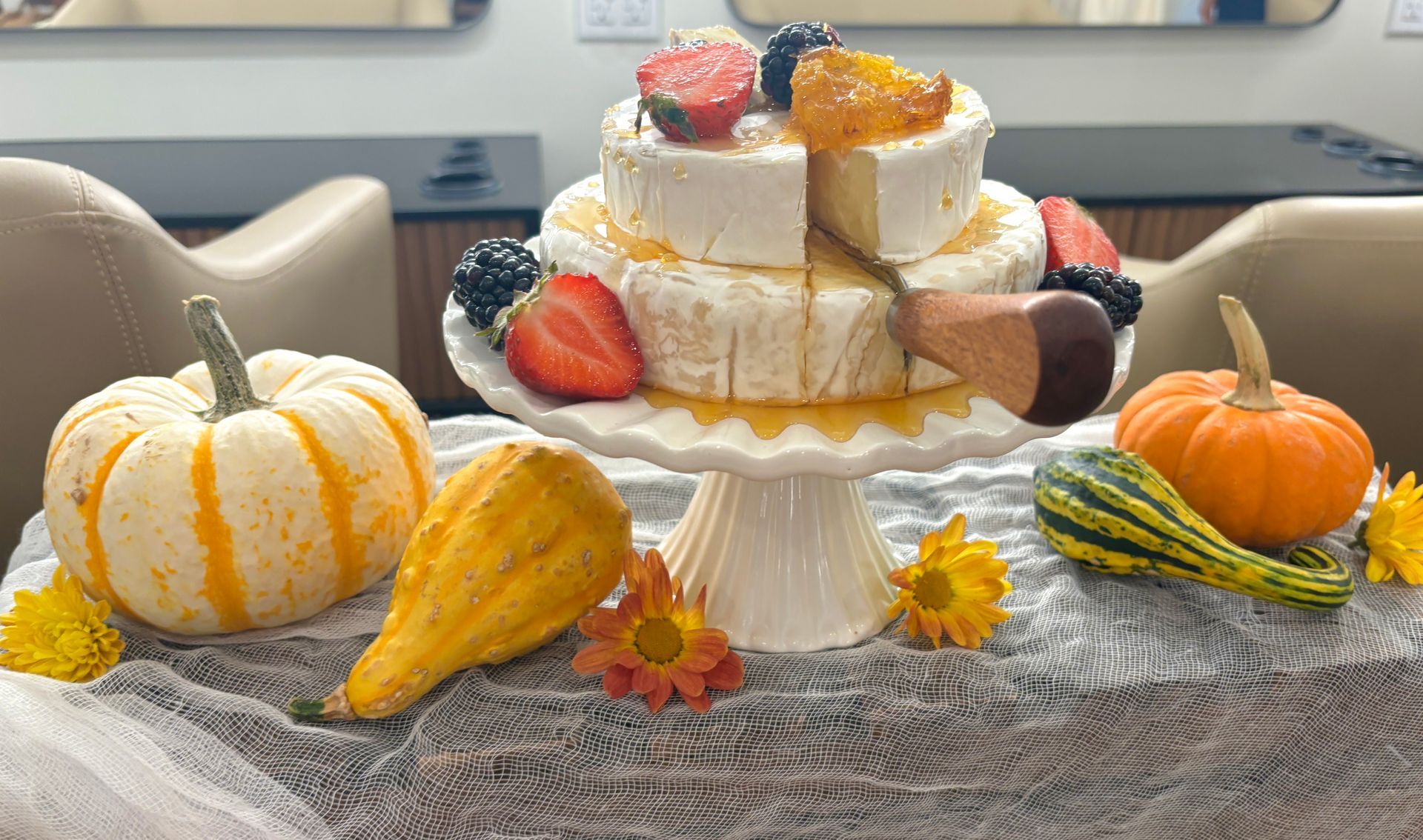 Two-tiered brie cheese 
