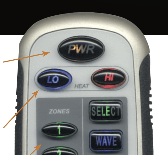 A close up of a remote control that says pwr on it