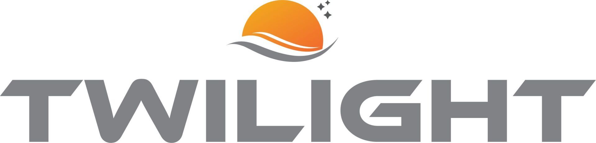 A twilight logo with a sun and waves on a white background.