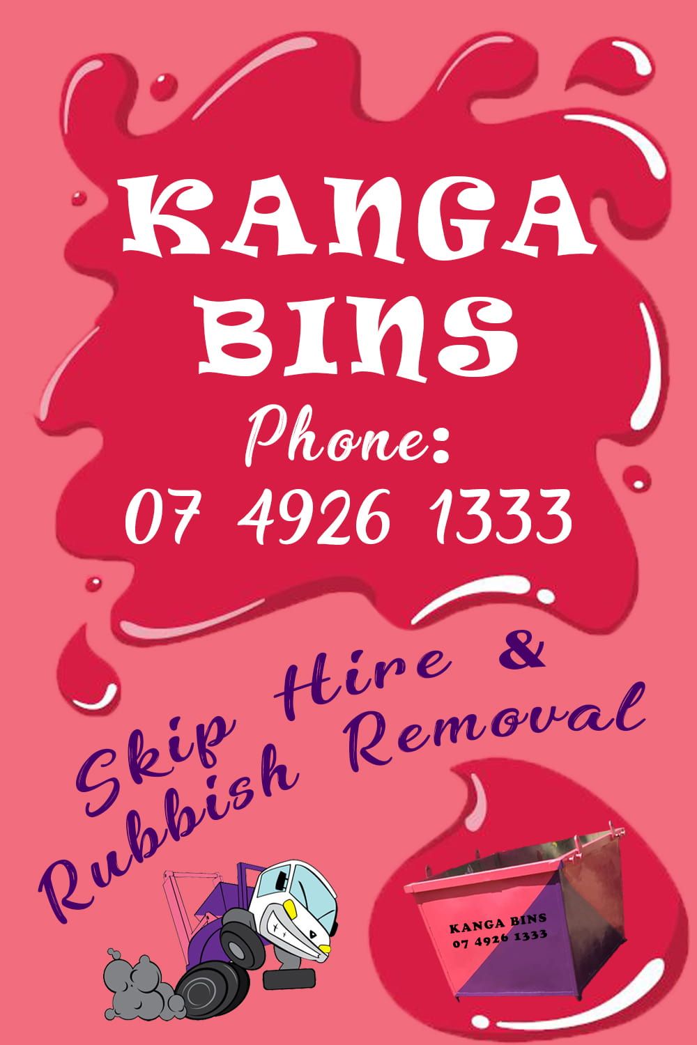 An Advertisement for Kanga Bins Skip Hire and Rubbish Removal — Kanga Bins Qld Pty Ltd In Mulara, QLD