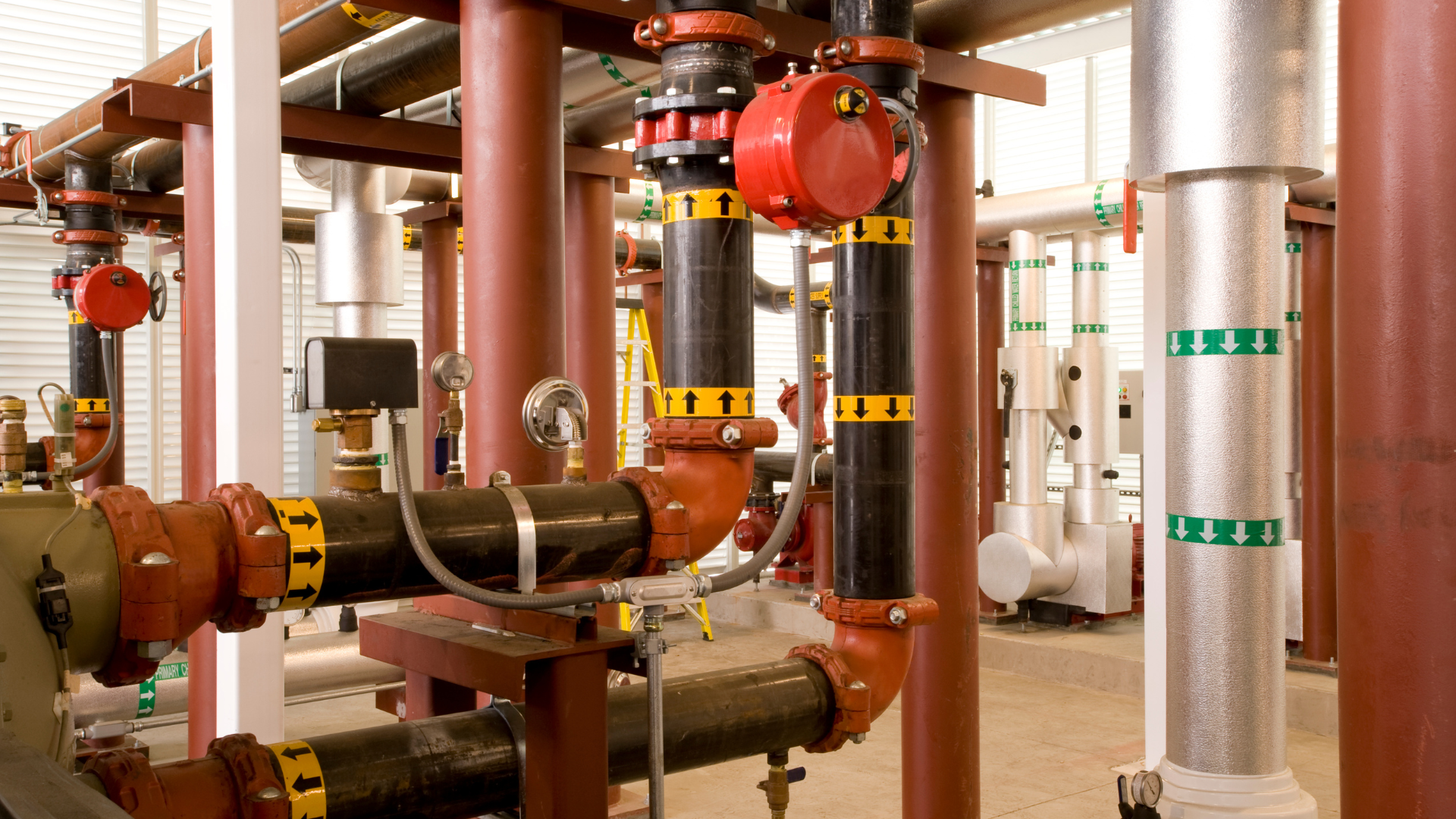Pipes for a commercial building's heat system