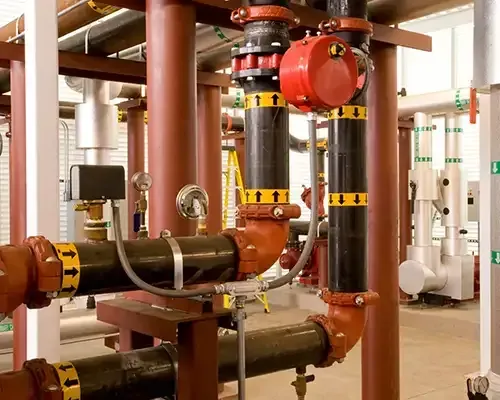 Pipes for a commercial building's heat system