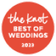 A red, circular logo for 