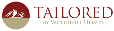 Tailored by Woodhill Homes logo with maroon and gold mountain emblem