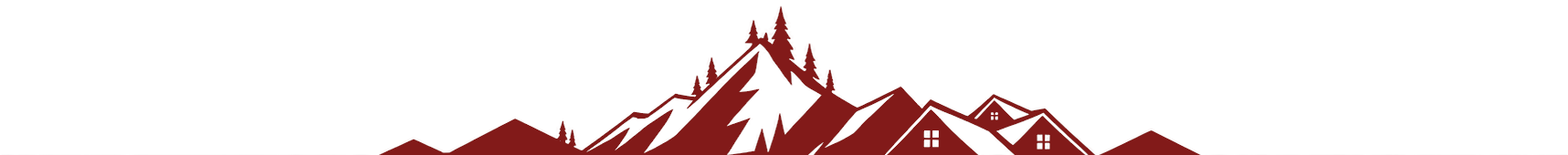 Red mountain silhouette with white snow-capped peaks on a light background