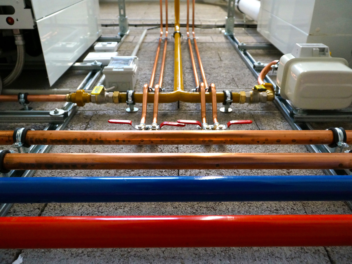 Commercial plumbing installation with copper water lines by Pedro's Plumbing in Los Angeles