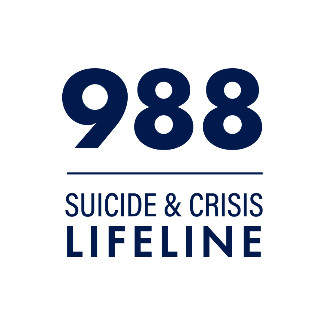 The 988 Suicide & Crisis Lifeline logo, featuring bold dark blue text on a white background.