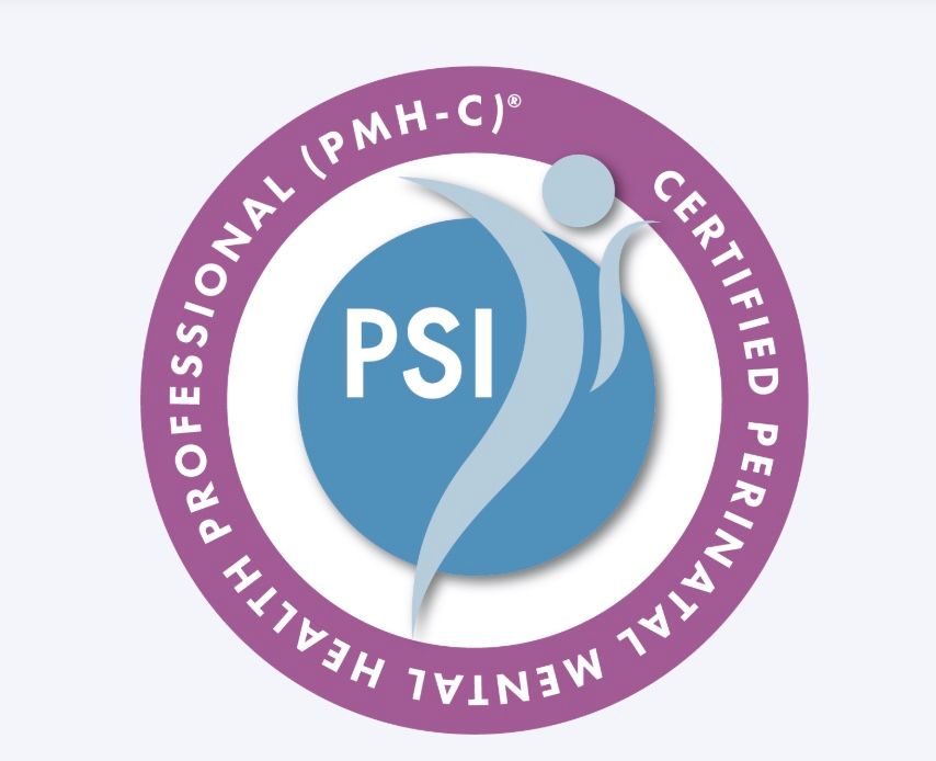 A circular logo with the text