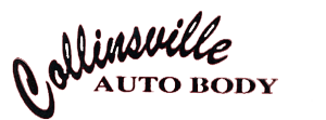 Collinsville Auto Body logo in black and maroon script text