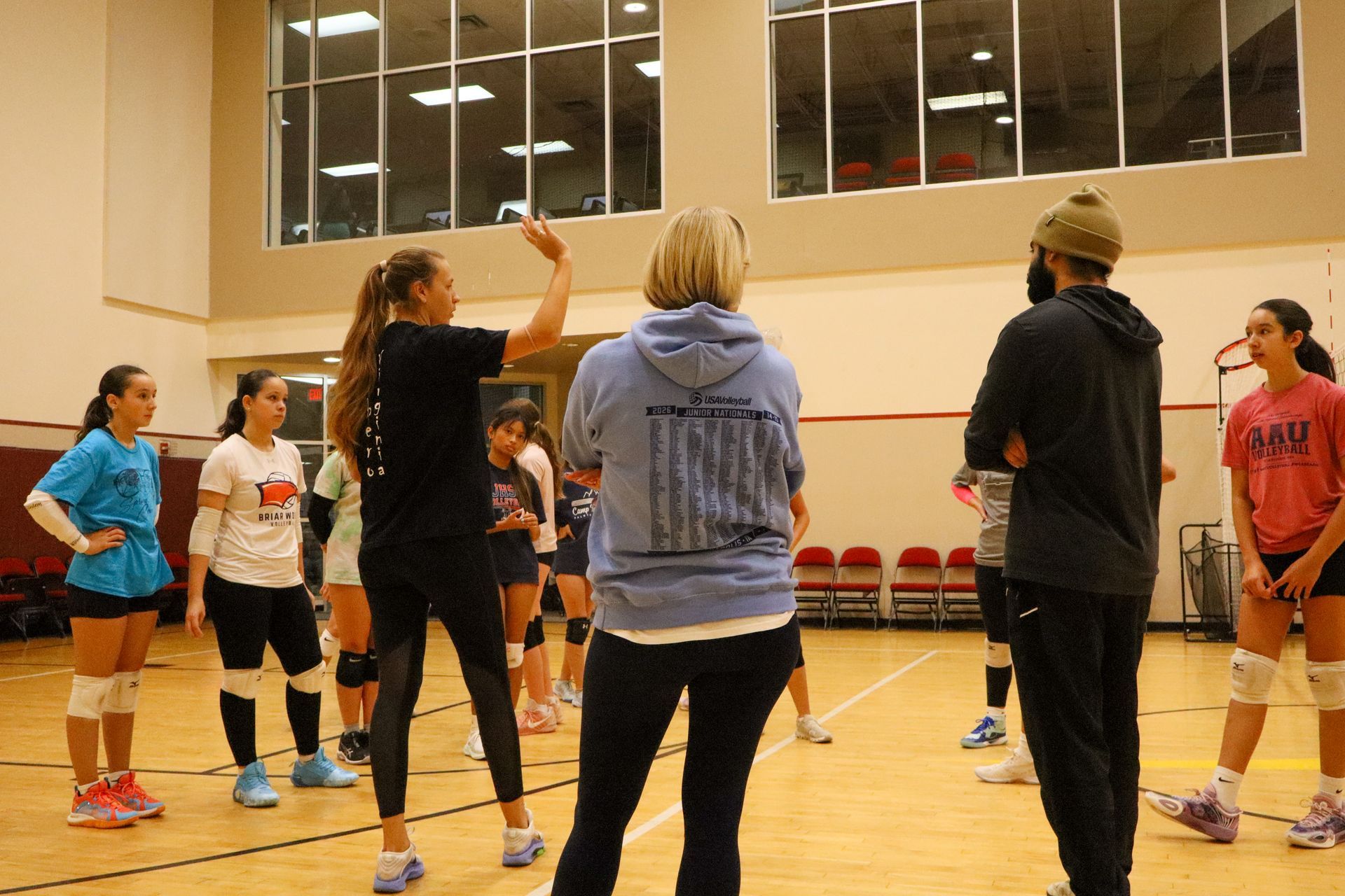 Players working on skills during a Libero volleyball clinic