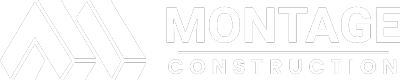 Company logo - Click to return home White logo of "MONTAGE CONSTRUCTION" with a stylized design of architectural elements.