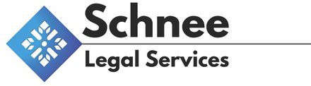 A logo for schnee legal services with a snowflake on it