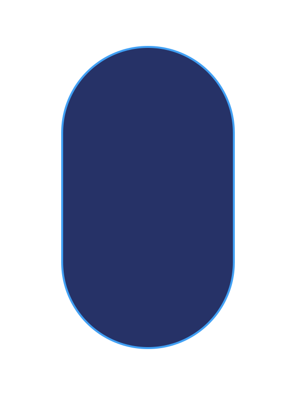 Blaues abgerundetes Rechteck mit einem dünnen hellblauen Rand.