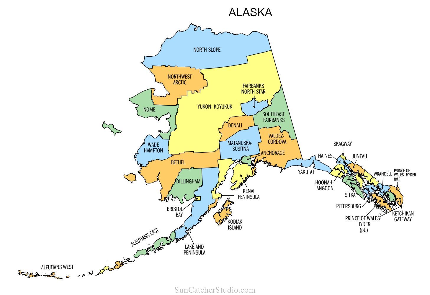 A map of alaska is shown on a white background
