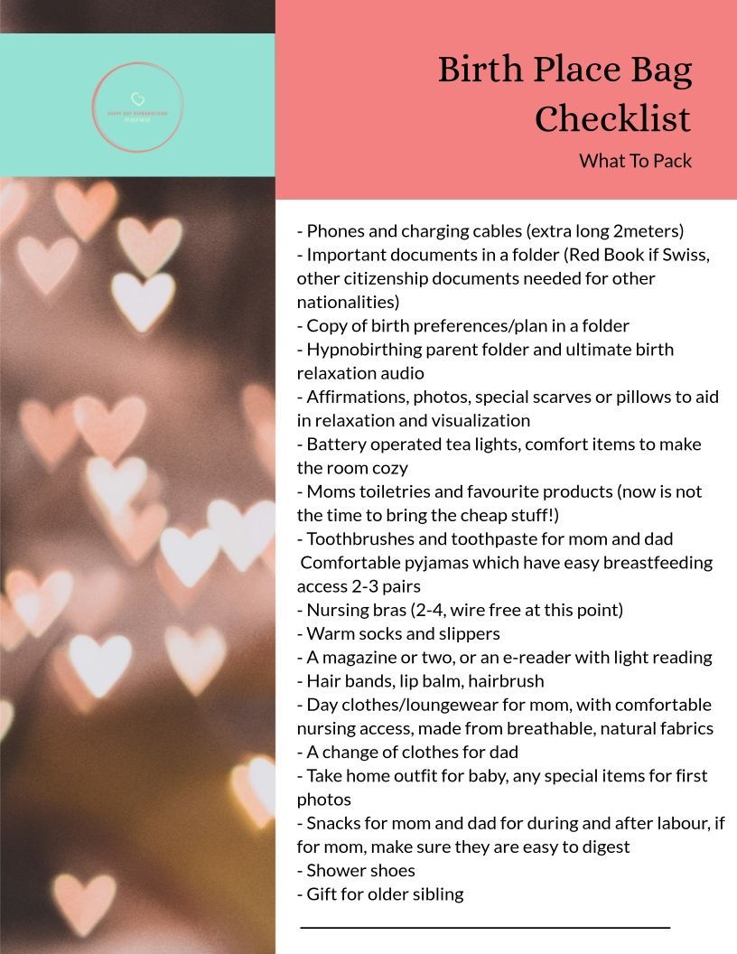 List of what to pack for swiss hospital