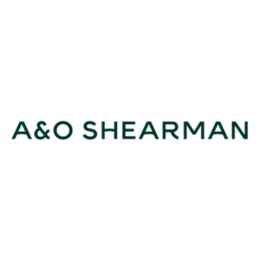 A&O Shearman logo in dark green text on a white background