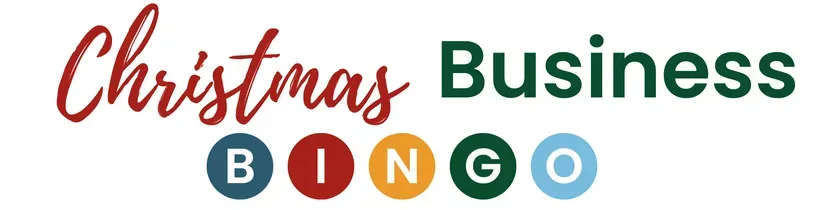 A logo for a christmas business bingo game.