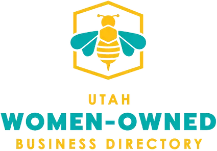 The logo for the utah women owned business directory shows a bee in a hexagon.