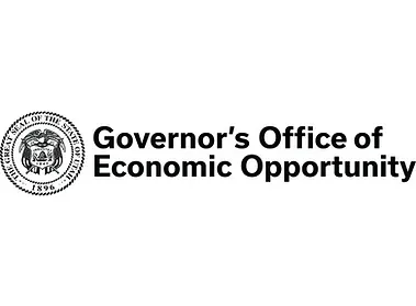 The governor 's office of economic opportunity logo is black and white.