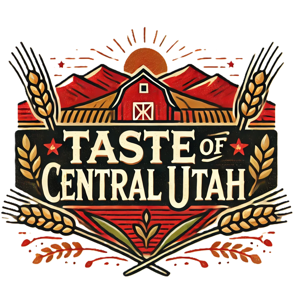 A logo for the event focused on building and growing a food centered business called Taste of Central Utah.