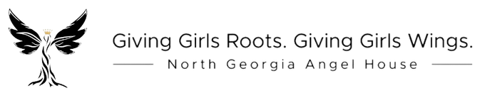 A logo for giving girls roots giving girls wings north georgia angel house