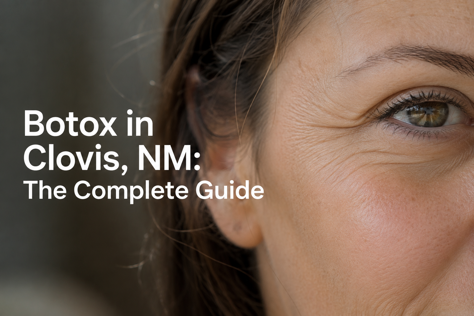 Close-up skin photo with text overlay for Botox in Clovis, NM guide