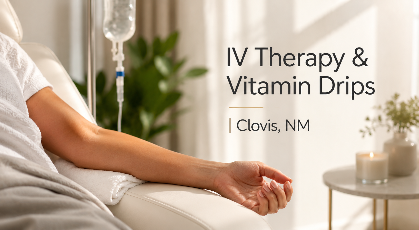 Close-up of IV line for IV therapy in Clovis, NM